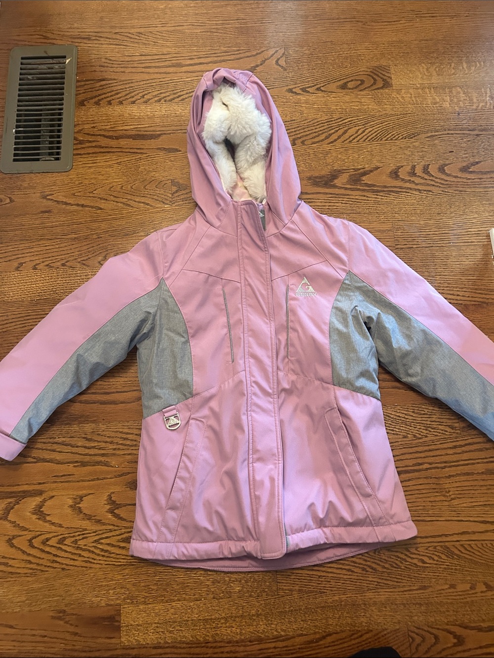 Gerry Weber Light Purple Hooded Puffer Coat with Gray Panels